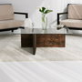 Hanah Home Glory Mesa de Centro de Cristal Templado y Madera en Nogal